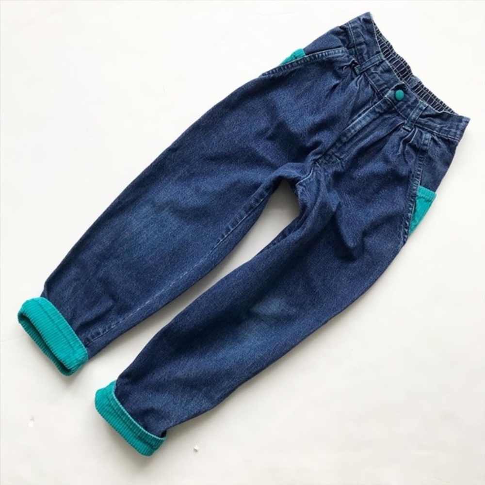 Vintage Marks & Spencer corduroy/denim pleated waist jeans VGUC 6Y